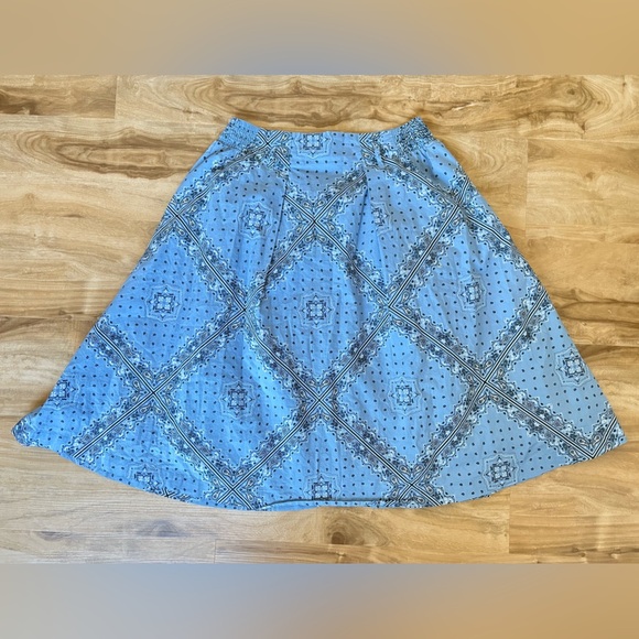Modcloth Taming the Wild West A-Line Skirt in Blue Bandana - Size M - Picture 4 of 5